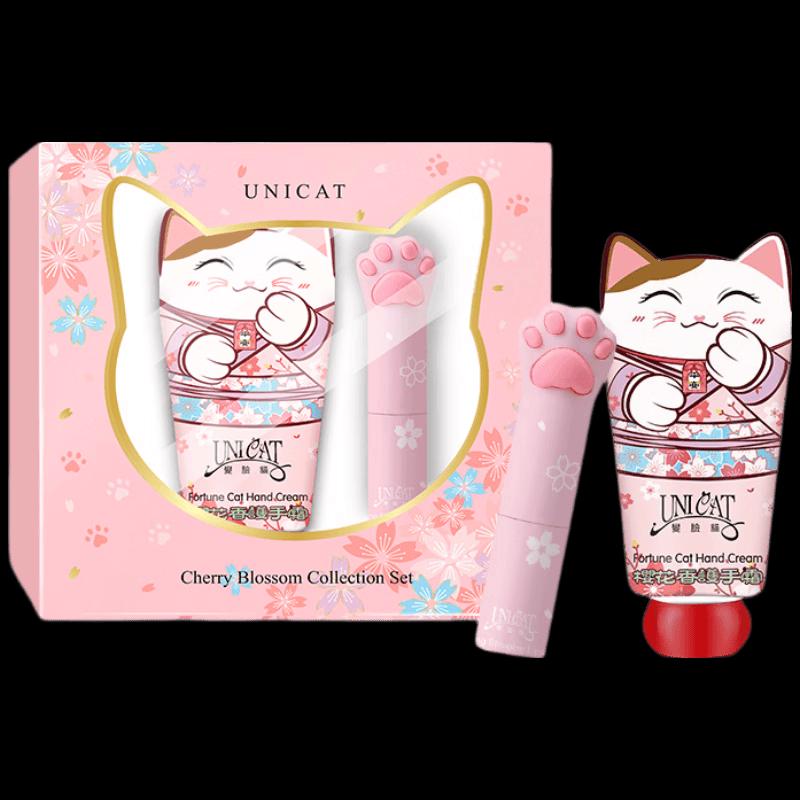 UNI CAT Sweet Cherry Blossom Hand Cream & Lip Balm Set