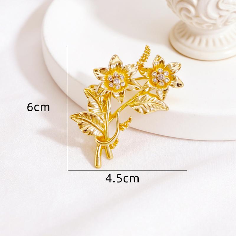 Fashion Elegant Gold Floral Brooches For Women Clothing Coat Suit Accessories Gifts