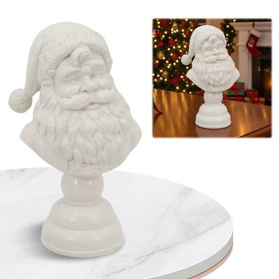 Santa Bust Christmas Tabletop Decoration White Santa Claus Head Statue Santa Figures Decorations for Home Dorm Bedroom Apartment