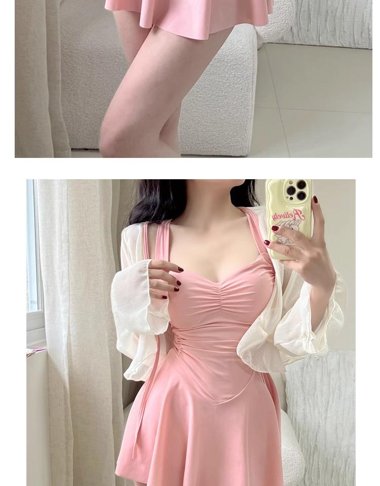 Women's Conservative Slimming One-Piece Swimsuit - INS Style, Sexy Strappy Korean Dress Design