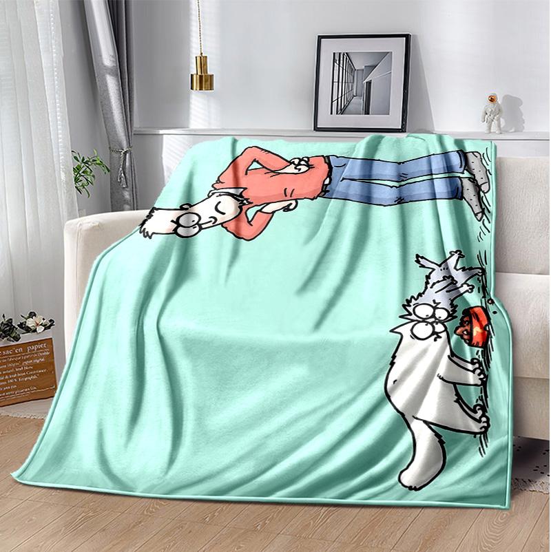 Simon'S Cat Flannel Blanket Soft Warm All-Season Throw, Design for Camping, Car Travel, Hiking Sofa, Bed, Office Perfect Gift for Parties