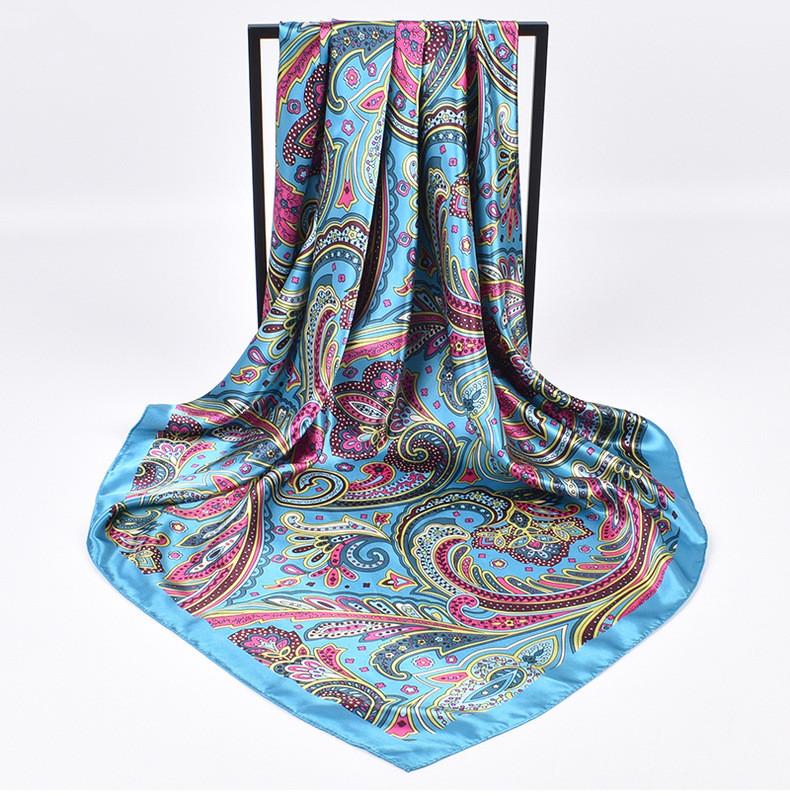 High Quality Silk Scarves Women Square Satin Hijab Scarf Plain Handkerchief Shawls Wraps Head Female Headband Islamic Bandanna