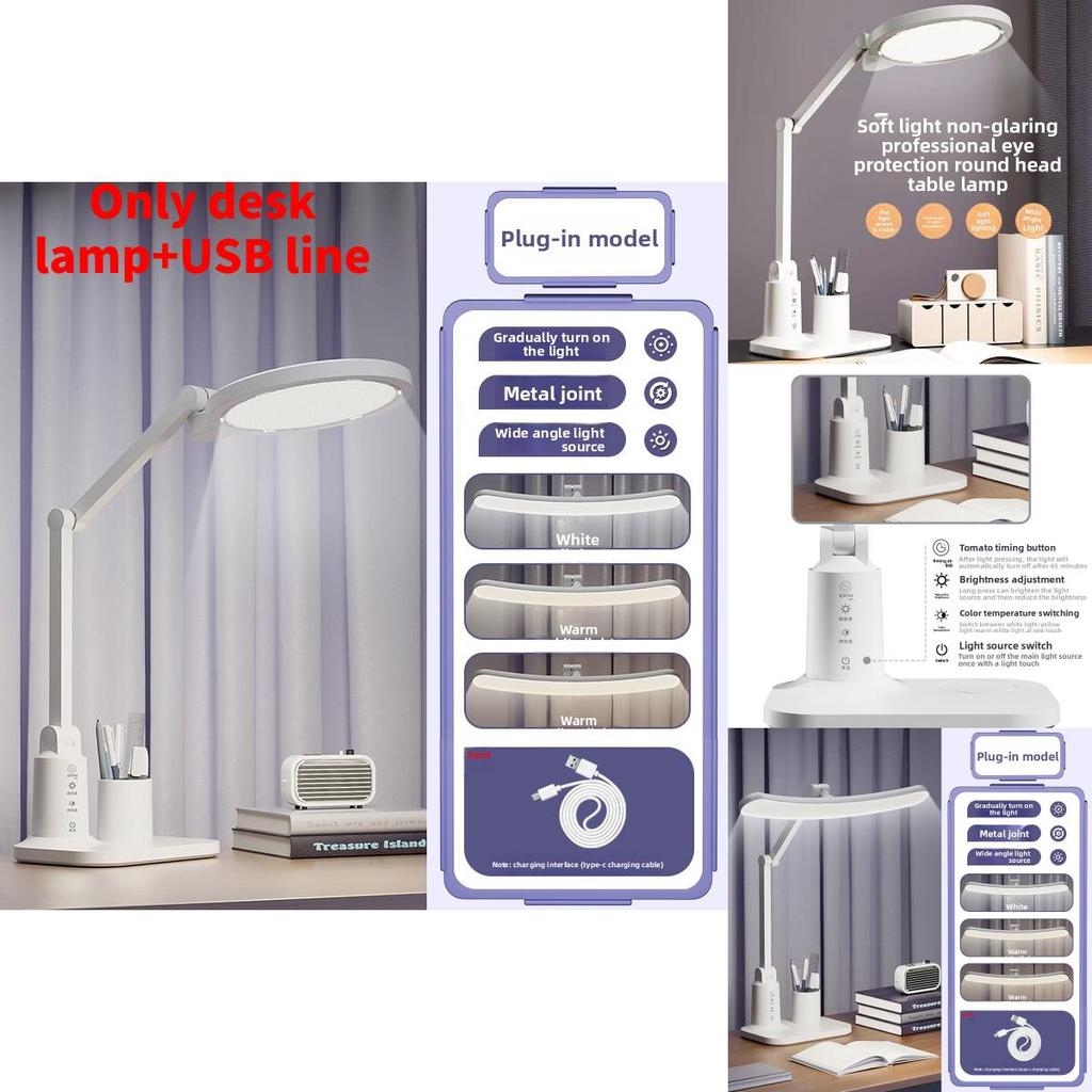 Modern Rechargeable Led Desk Lamp With Adjustable Brightness And Eye Care For Home Office