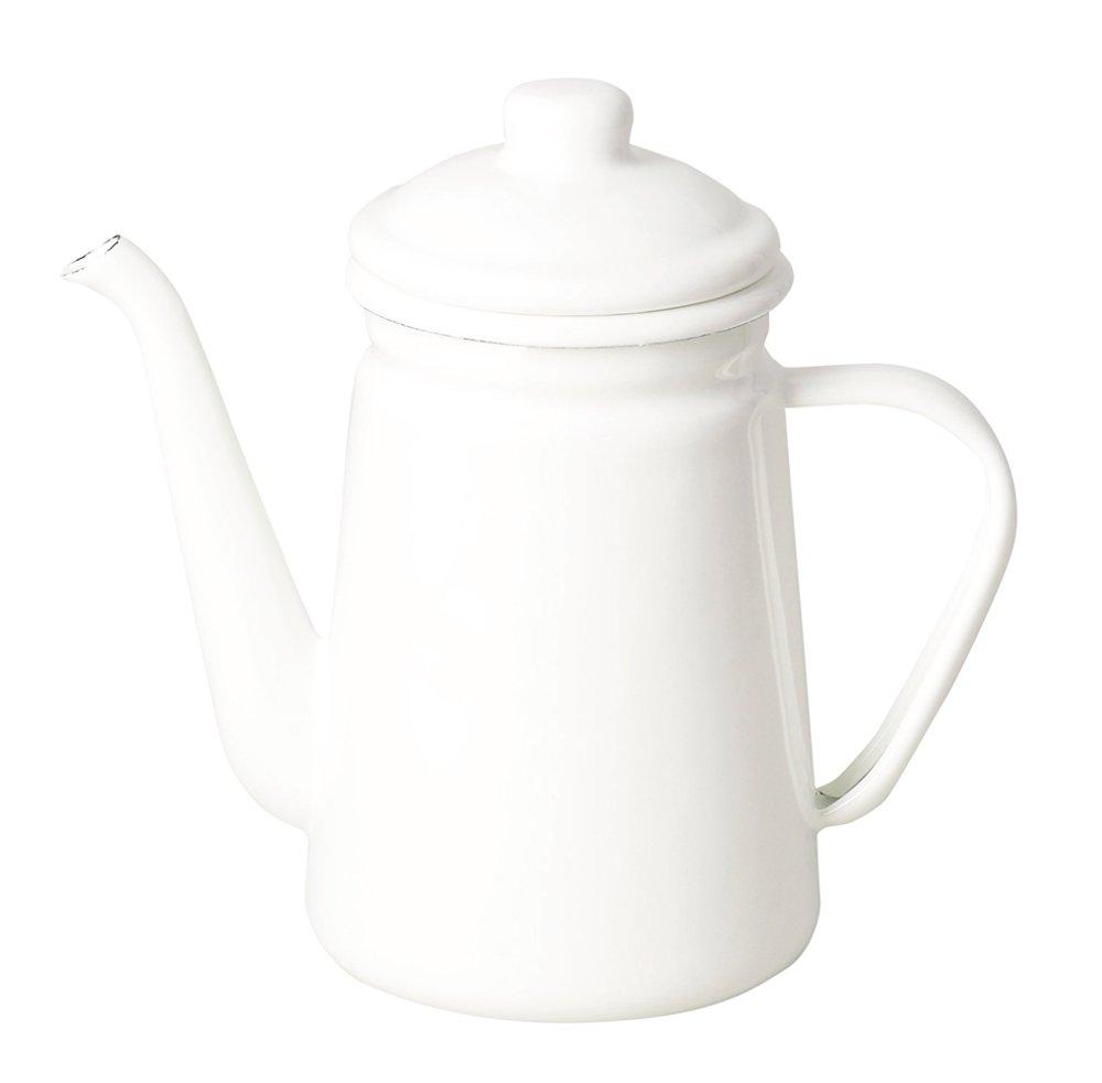 Pearl Metal Coffee Drip Blanc Pot, 1.1L, Enamel, Kitchen, White, HB-3681