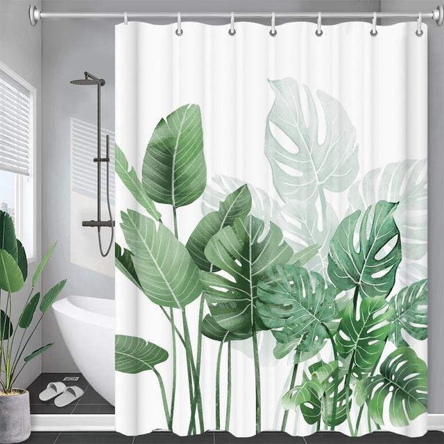 European Flowers, Birds, Plants Bath Curtains Waterproof Shower Curtain 3D Printing Bathroom Decoration with Hook Bath Screen