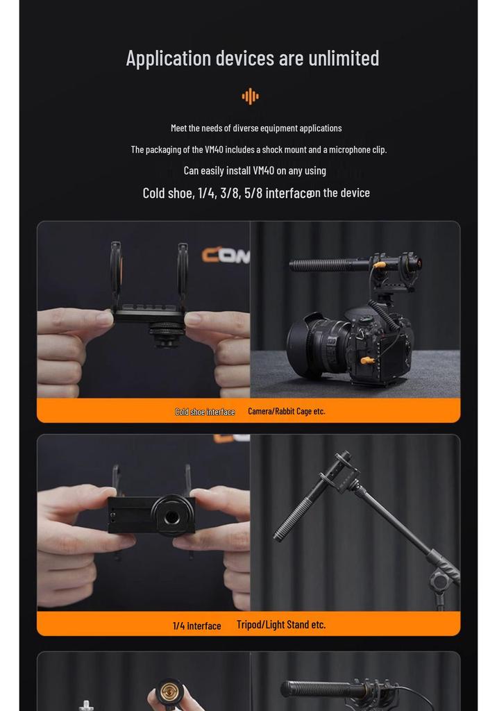 COMICA VM40 Wireless Microphone for Camera and Live Broadcast with Internal Recording Shotgun Audio.