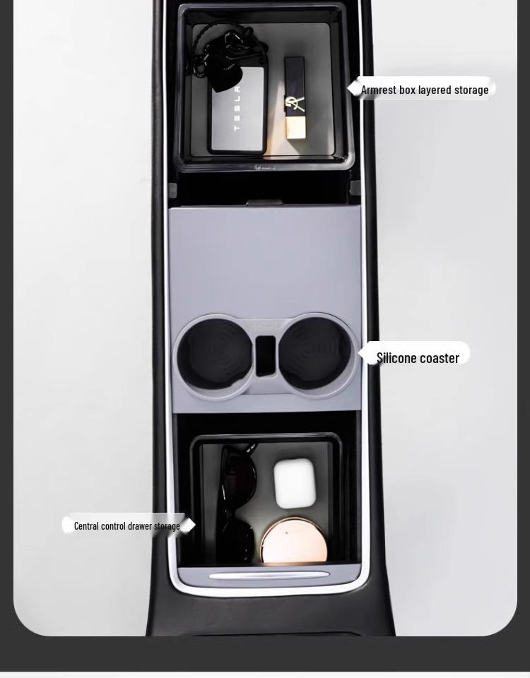 Tesla Model Y Center Console Organizer & Armrest Storage Box Upgrade