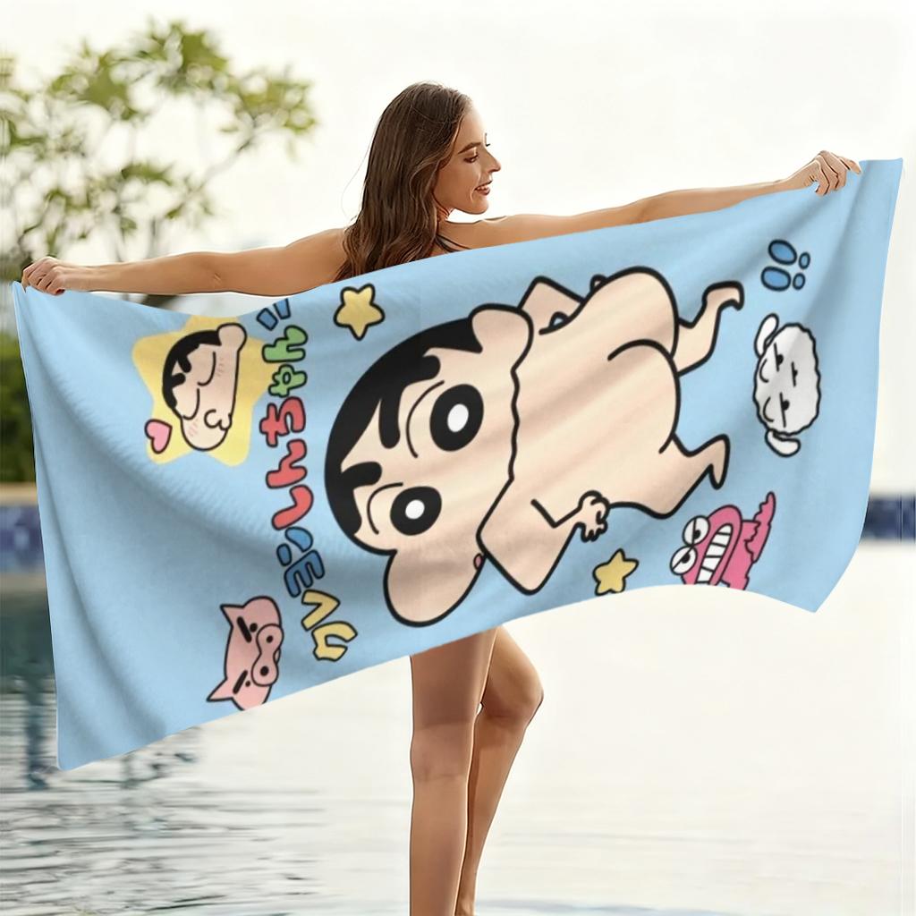 Shin-chan Japanese Animation Beach Towel Quick-drying Suitable for Beach Gym Yoga Pool Summer Funny Gift for Friends And Family