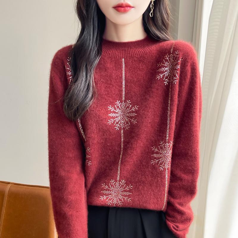 Women's Cashmere Sweater Qinghe Cashmere 30% Cashmere 70% Wool Autumn and Winter Pullover Warm and Fashionable