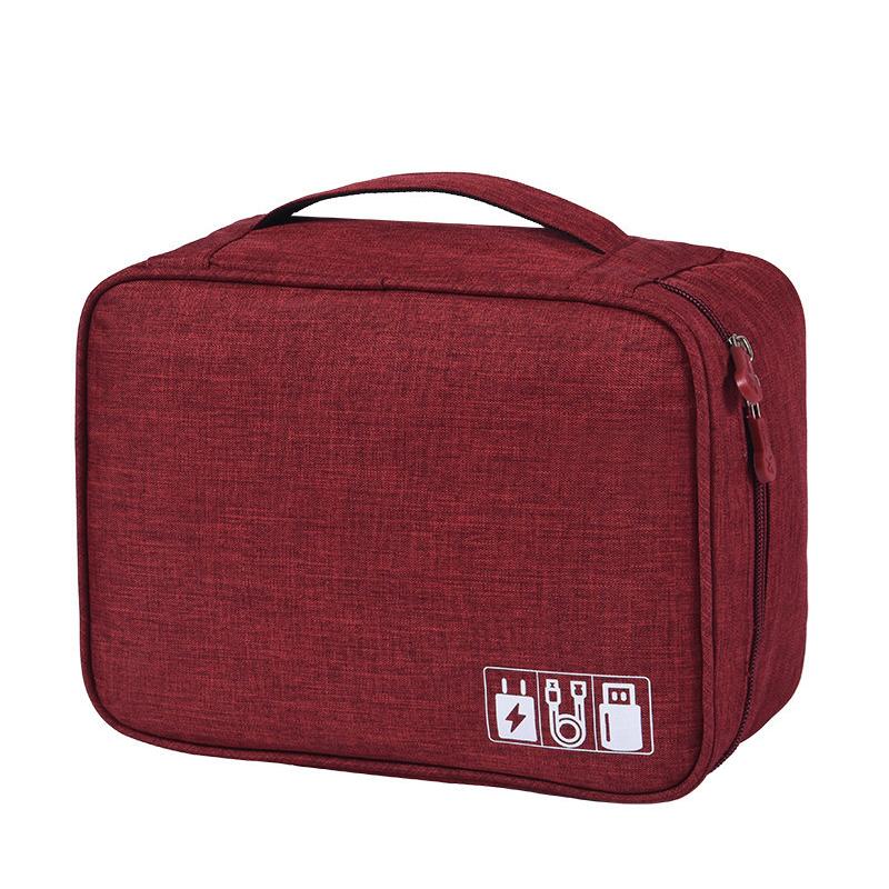 

Многофункциональная сумка для хранения кабелей большой вместимости, водонепроницаемая, для USB-кабелей для передачи данных, зарядных устройств, наушников, дорожная сумка для хранения кабелей 1Layer(24.5x10x18cm) красный