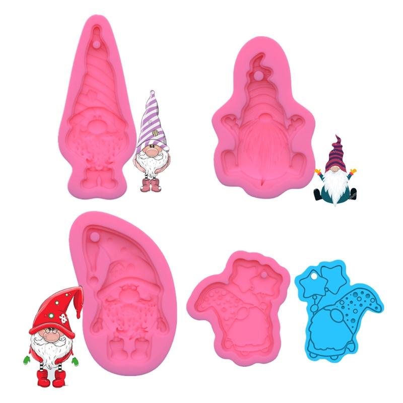 DIY Santa Claus Little Dwarf Silicone Epoxy Mold DIY Keychain Pendant Jewelry Crafting Mould for Christmas Love Gift