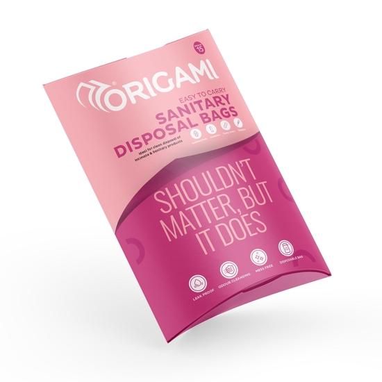 Origami Leakproof Sanitary Disposal Bags Pack of 8 (15 Bags Per Pack, Total 120 Bags) for Sanitary Pads, Baby Diapers, Panty Liner, Tampons, Condoms