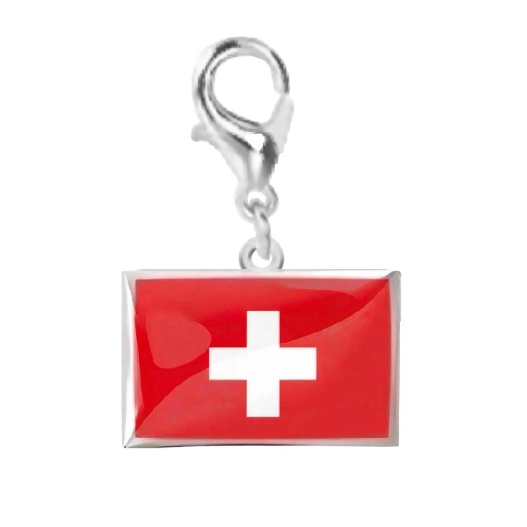 Stainless Steel Country Flag Bracelet Pendant Hand Chain Charm Travel Wristlet Keychain with Lobster Clasp and Small Profile