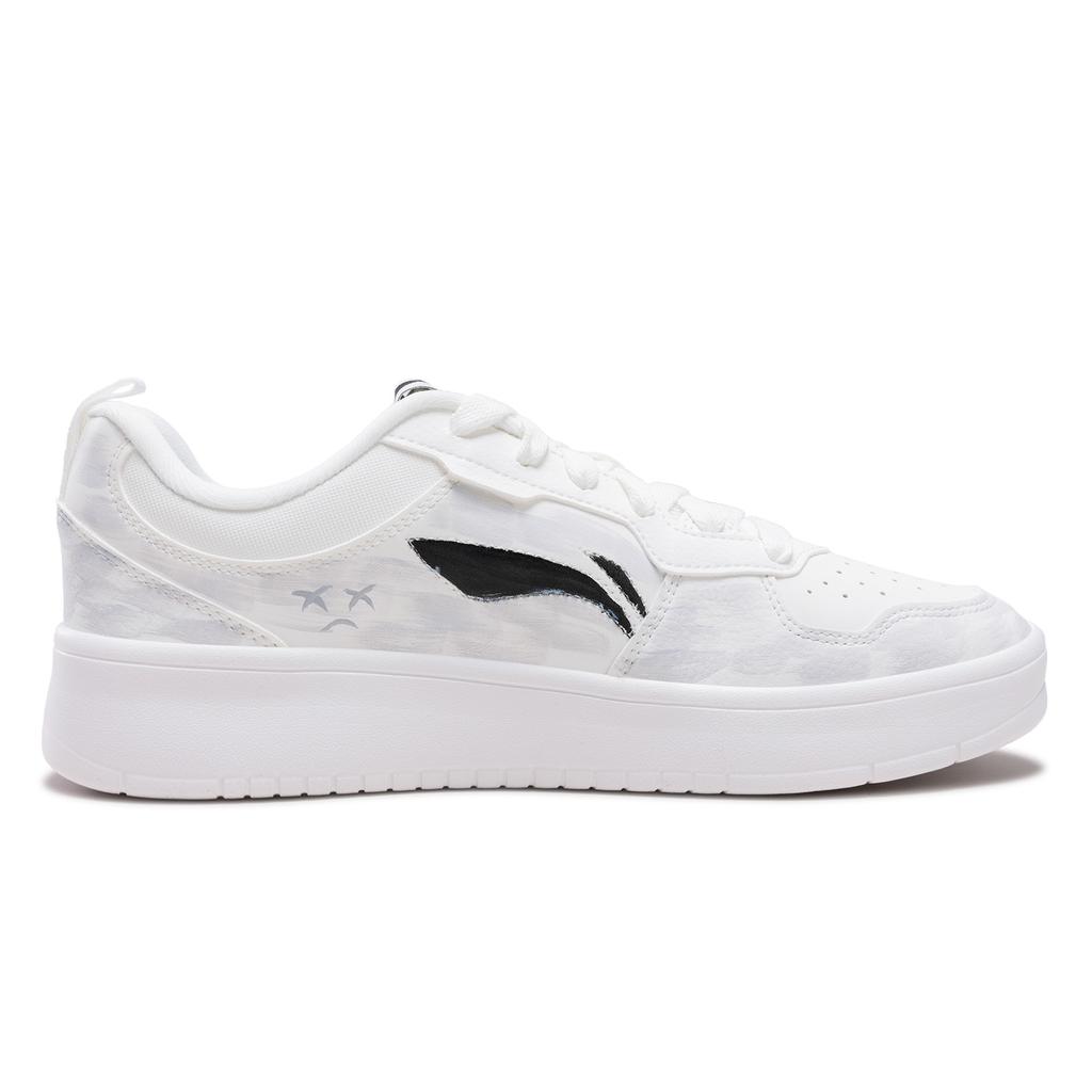 Li Ning First Cloud Gray Tone Graffiti Trendy Lightweight And Breathable Low top Skateboard Shoes Men's Black AGCV189-8(Team893-)