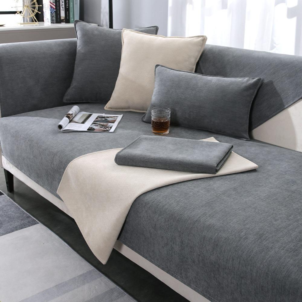 Chenille Sofa Cushion Cover Slip Resistant Modern Gray Luxury All Season Universal Simple Sofa Pad Protector