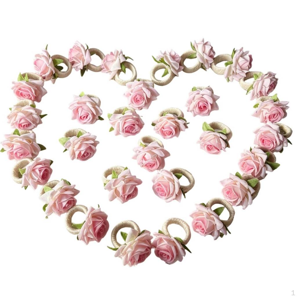 30 Pieces Rose Napkin Holder Floral Flower Elegant for Hosts,