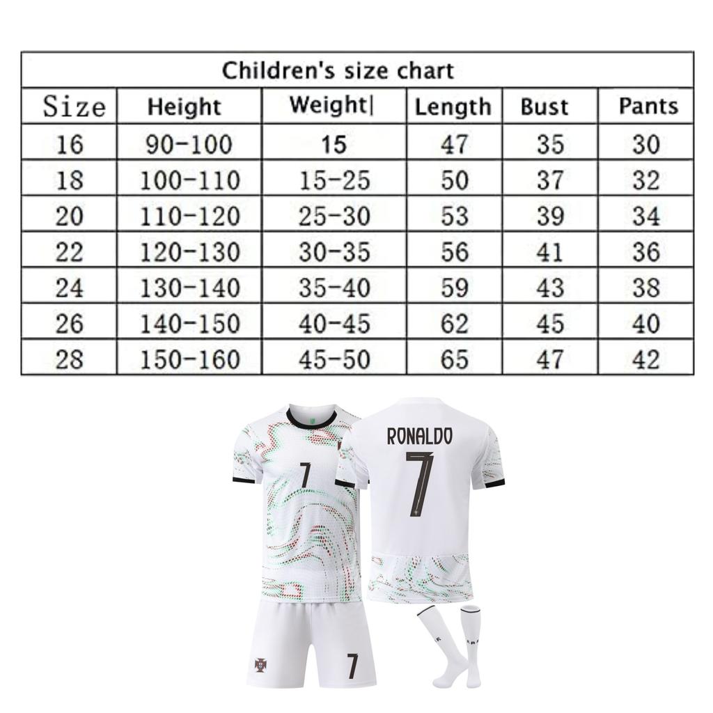 Portugal Ronaldo Weltmeisterschaft Kinder Sportbekleidung Fußballtrikot, Polyester, Weiß