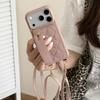 Crossbody Long Lanyard Quilted Leather Wristletband Cards Solt Phone Case for iPhone 17 Pro Max 16 15 14 13 12 Shockproof Cover