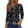 Women's Fashion Casual Round Neck 3/4 Sleeve Loose Printed T-Shirt Ladies Top
