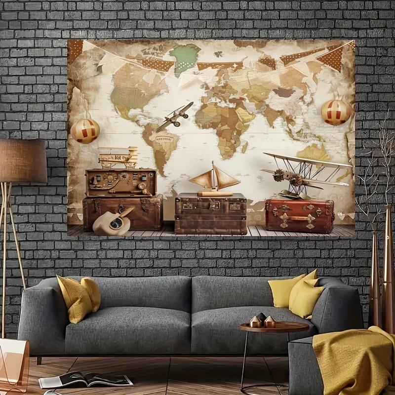 Polyester photography background, exploration plane hot air balloon retro background, travel party decoration