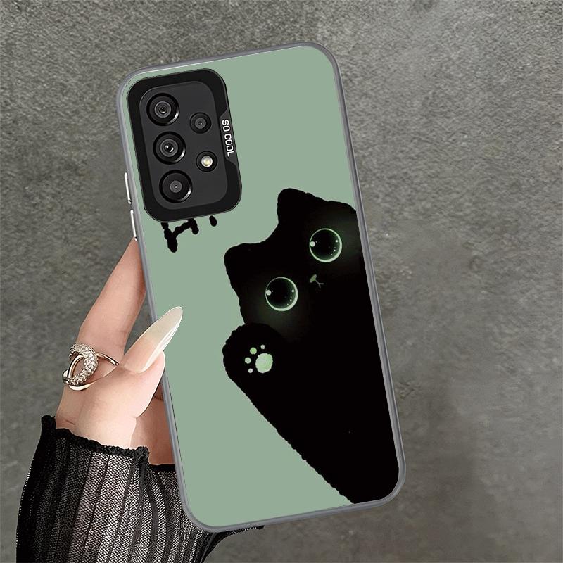 Black Cat Cartoon Cute Soft Phone Case for Samsung A17 A16 A15 A14 A13 A57 A56 A55 A54 A53 A37 A36 A35 A34 A33 A26 A25 A24 A23 A