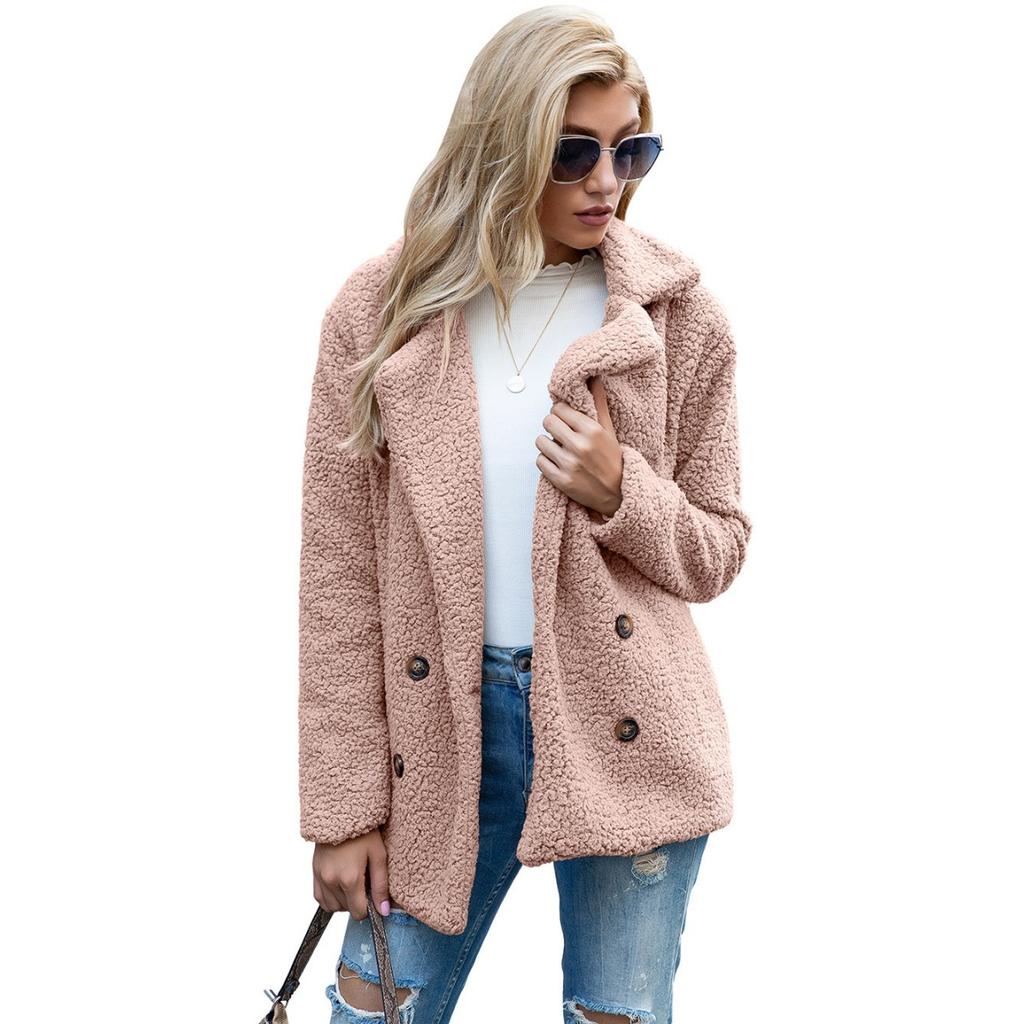 Plush Jacket, Lapel, Loose Fit, Woolen Sweater, Women's Casual Jacket