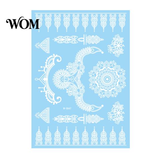 Eco-friendly Tattoo Sticker White Lace for Women, Temporary Face Body Skin-friendly Arm, Waterproof Fake Decal Wedding Party Festival Safe Tattoos