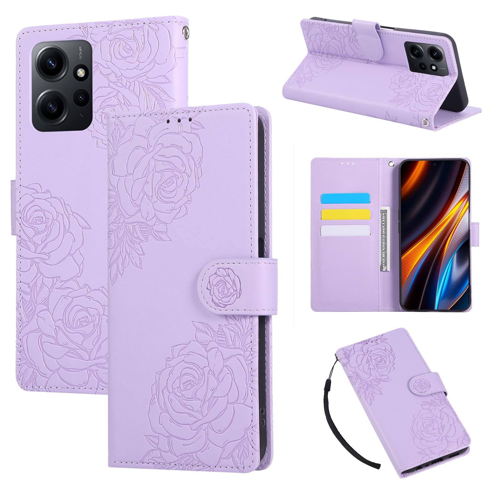 

Чохол для Xiaomi Redmi Note 12 4G з гаманцем з ПУ шкіри з квіткою троянди та 3 відділеннями для карток E