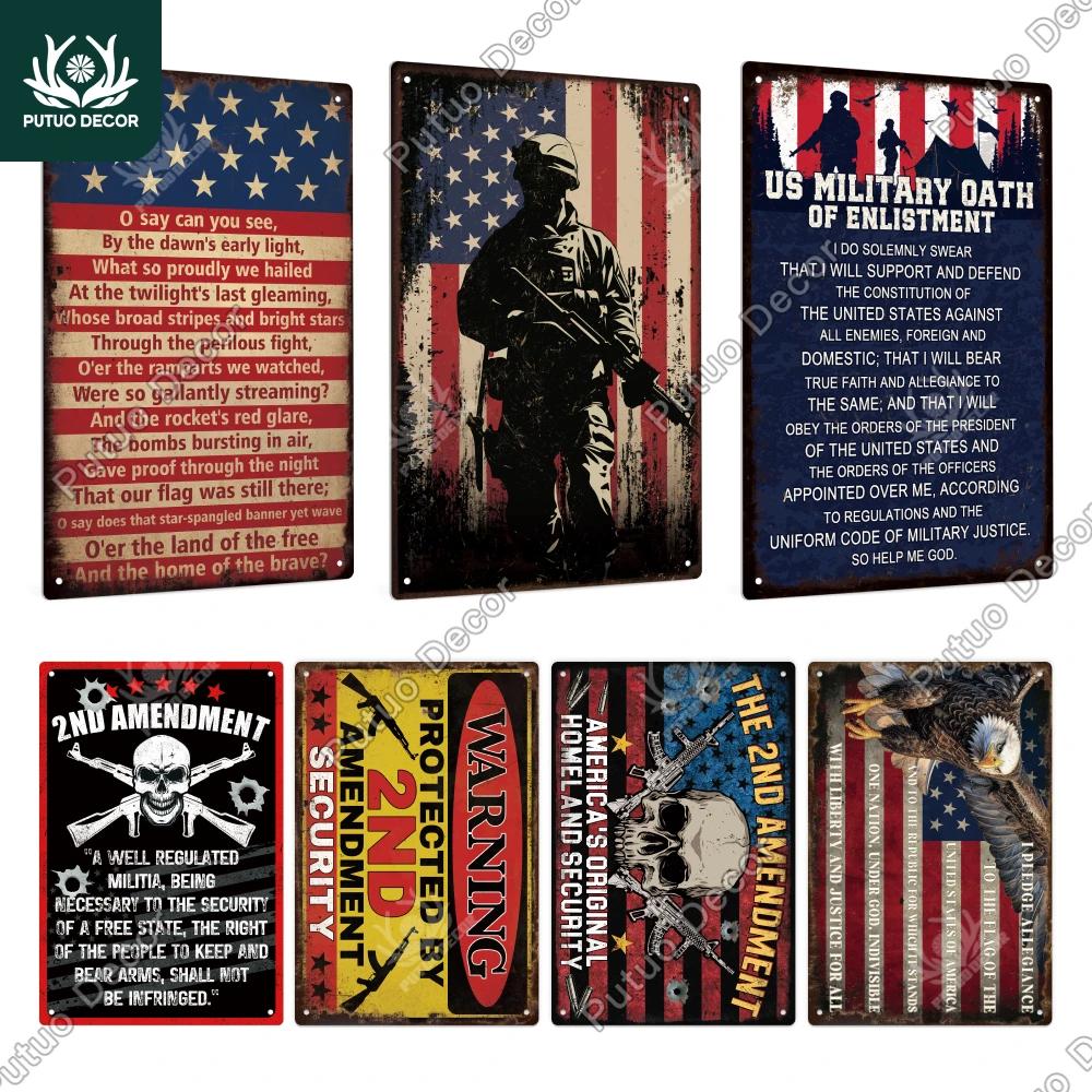 Putuo Decor Vintage Metal Tin Sign Rustic Wall Art for Farmhouse Porch Living Room Perfect Independence Day th of July Gift H