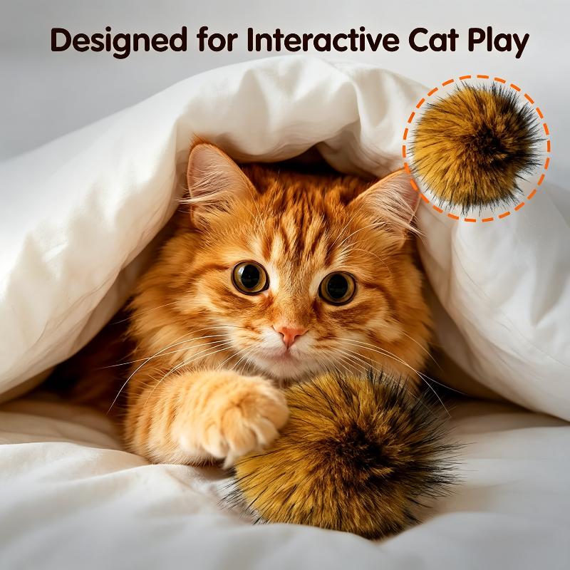 

Cat Toy Faux Rabbit Fur Ball,2026 New Soft Rabbit Fur Catnip Balls,Fluffy Catnip Toy For Indoor Cats,Washable & Fun To Chase коричневый