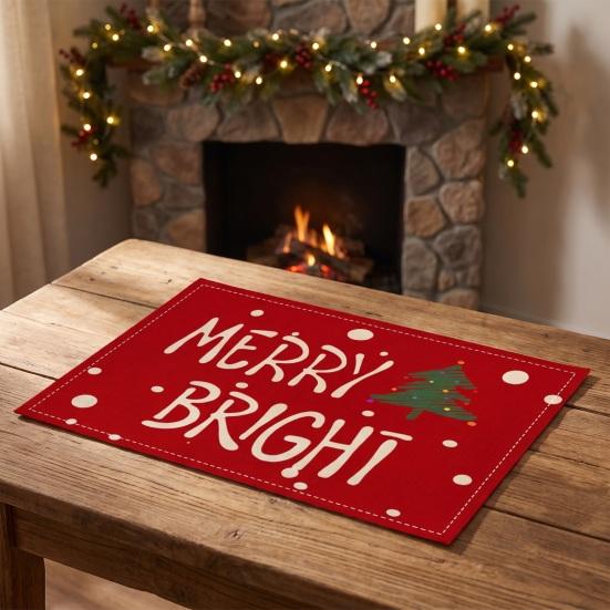 Winter Theme Table Settings Christmas Snowman Placemat, Festive Dining 11.8" x 17.7" Washable Reusable Stain Resistant Mats Fabric Place Mat,