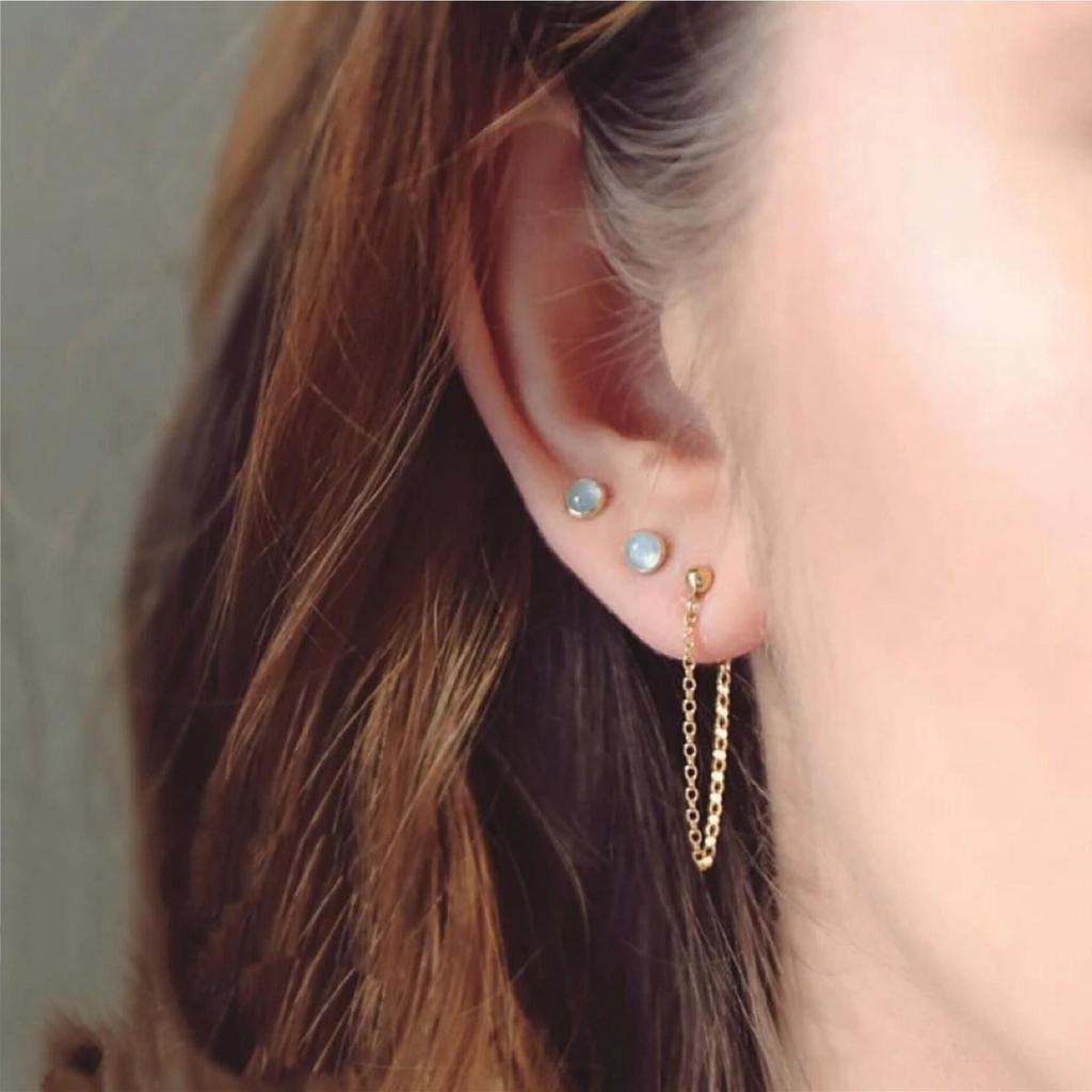 Stainless Steel Chain Tassel Earrings: Light Luxury Bean and Round Ball Studs, Versatile and Exquisite Ear Jewelry