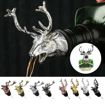 New Zinc Alloy Deer Elk Head Mouth Wine Pourer Wines Extractor Silver Pourers Bar Accessories Dispenser for Wine 2026 New