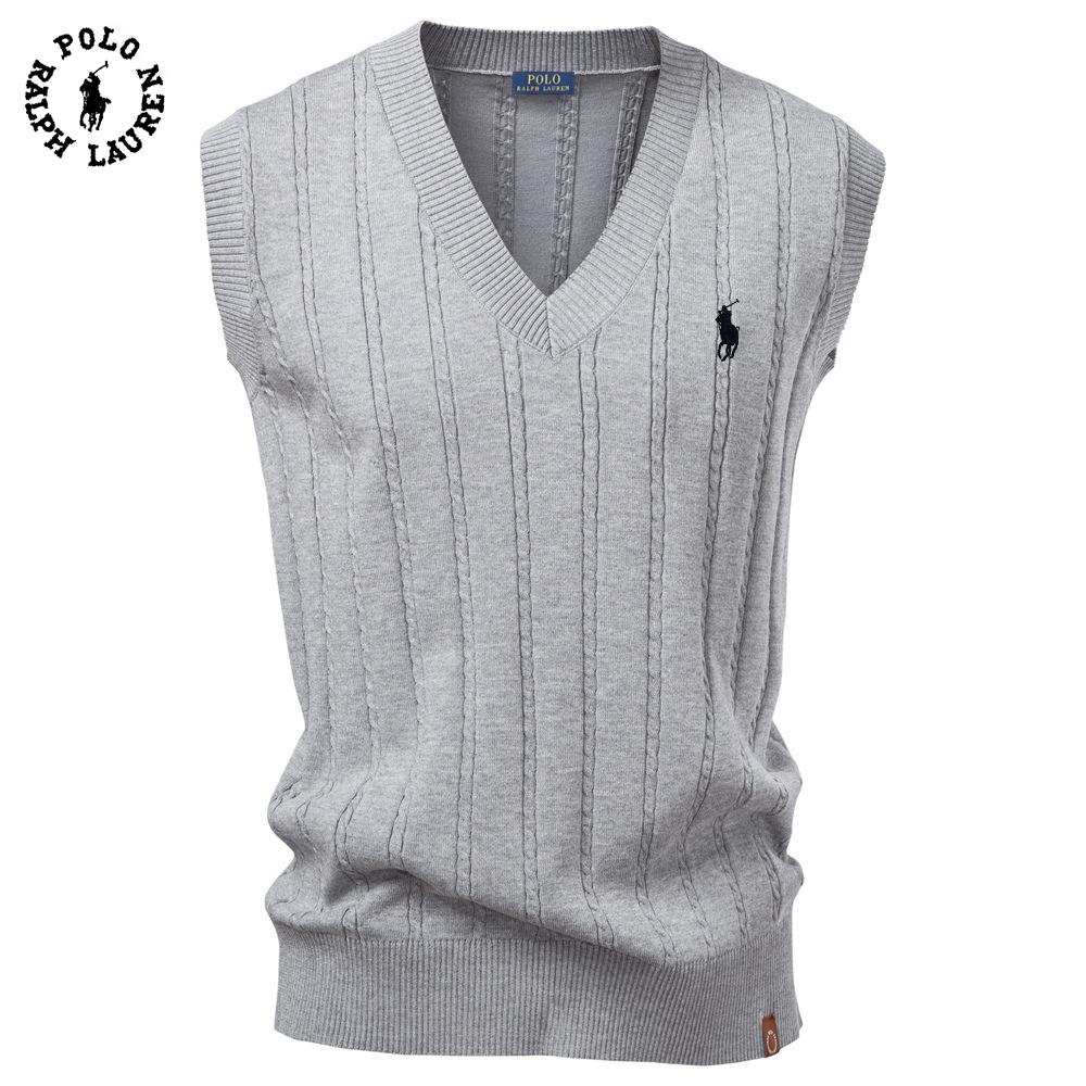 Polo Ralph Lauren Embroidery Autumn/Winter 2025 European Size V-neck Fried Dough Twists Sweater Vest for Men's Business Sweater Waistcoat
