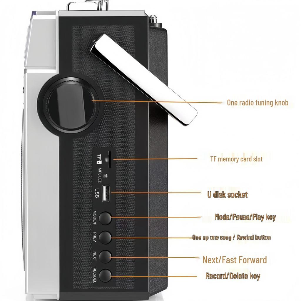 Retro Cassette Player & FM Bluetooth Speaker - Nostalgic Stereo Recorder for Outdoors