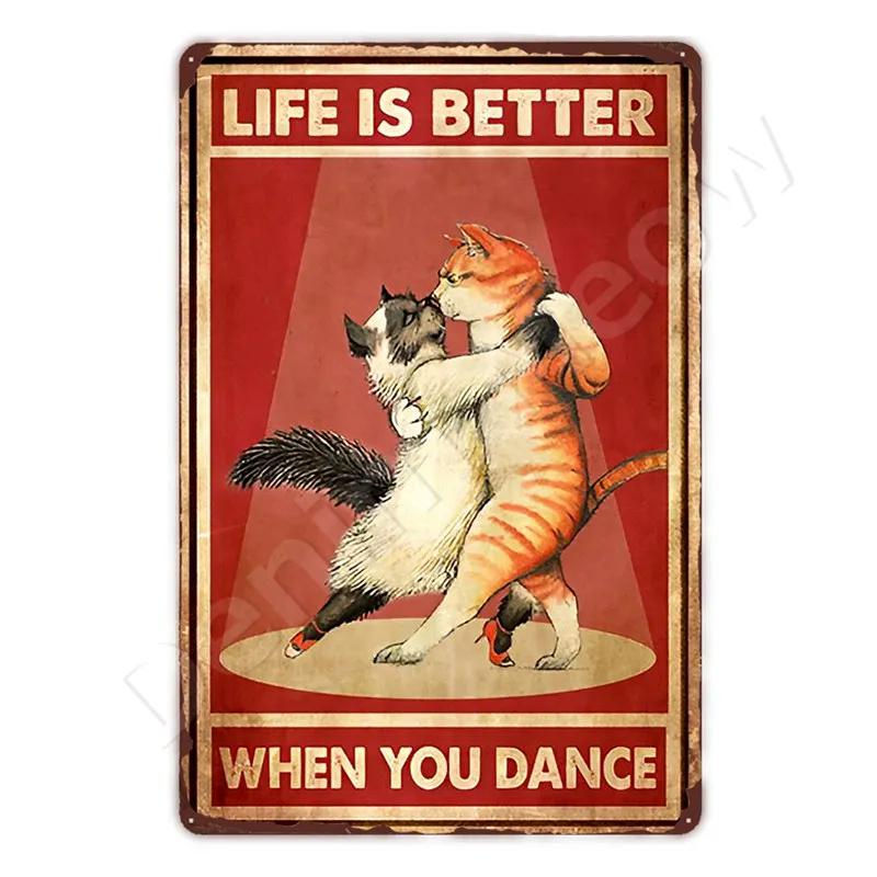 Vintage Metal Sign, That's What I Do I Play Guitar, Dancing Cat, Black Cat, Funny Tin Sign, Rustic Bar, Cafe, Home Decor Gift