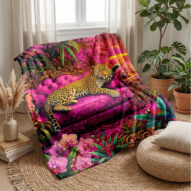 Leopard in Abstract Colors 1 Theme blanket Lightweight Warm Flannel Blanket Decorative Throw Blanket for Home Decoration