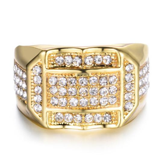 Anello Geometrico da Dito da Uomo con Strass Intarsiati, Gioiello per Matrimonio, Festa, Regalo