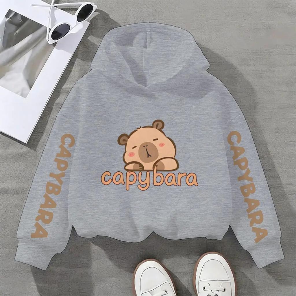 Children's autumn and winter fun capybara hoodie, Christmas for boys and girls, casual wear, girls' clothing, gift.