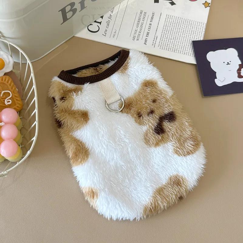 Зимнее пальто плюшевый мишка жилет теплый питомец собака ягненок бархатная одежда, плюшевый шнауцер мальтийская болонка съемный жилет собака свитер щенок XS