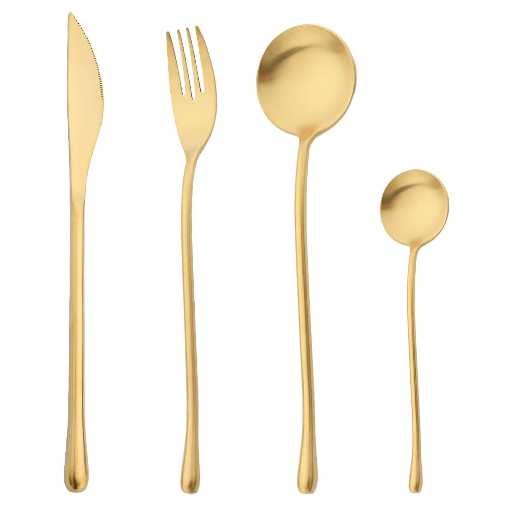 4Pcs White Gold Cutlery 18/10 Stainless Steel Dinnerware Set Spoon Fork Knife Western Home Silverware Tableware Set Supplies