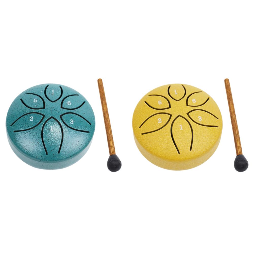 

3-дюймовый 6-нотный стальной язычковый барабан Handpan Drum для йоги и медитации (зеленый)