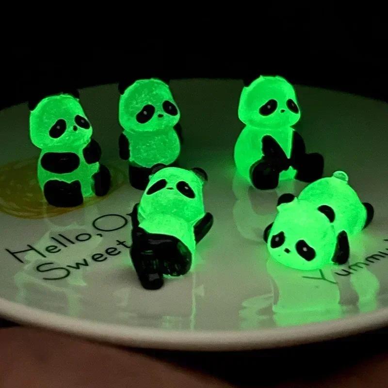 

5pcs Glowing Panda Micro Landscape Ornament Mini Figurines Miniature Panda Glowing in Dark Miniature Flower Potted Decor