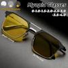 New Metal Photochromic Night Vision Myopia Glasses Half-frame Anti-high Beam Function Glasses for Both Day and Night Use with