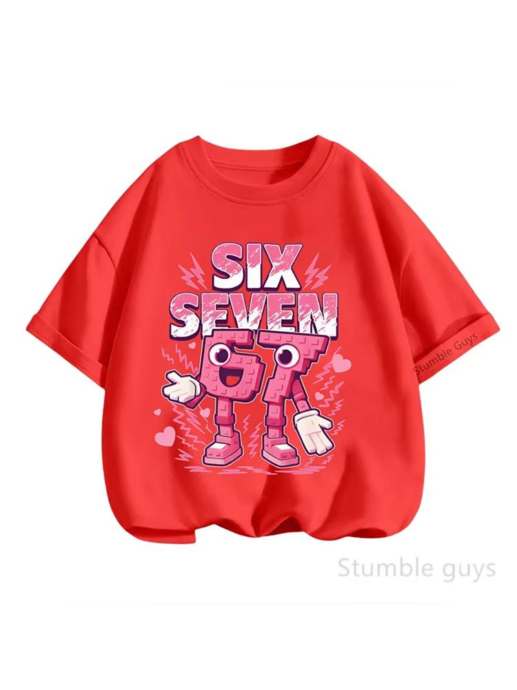 Kids Pink SIX SEVEN 67 Lightning  Heart Graphic TShirt Soft Cotton Cute Casual Tee for Girlsdf0161 100