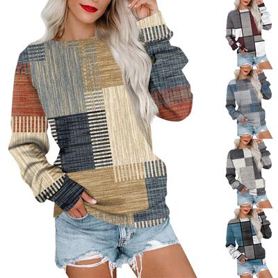 Women's Printed Sweatshirt Long Sleeve Round Neck Casual Comfortable Loose Lightweight Women's Sweatshirt