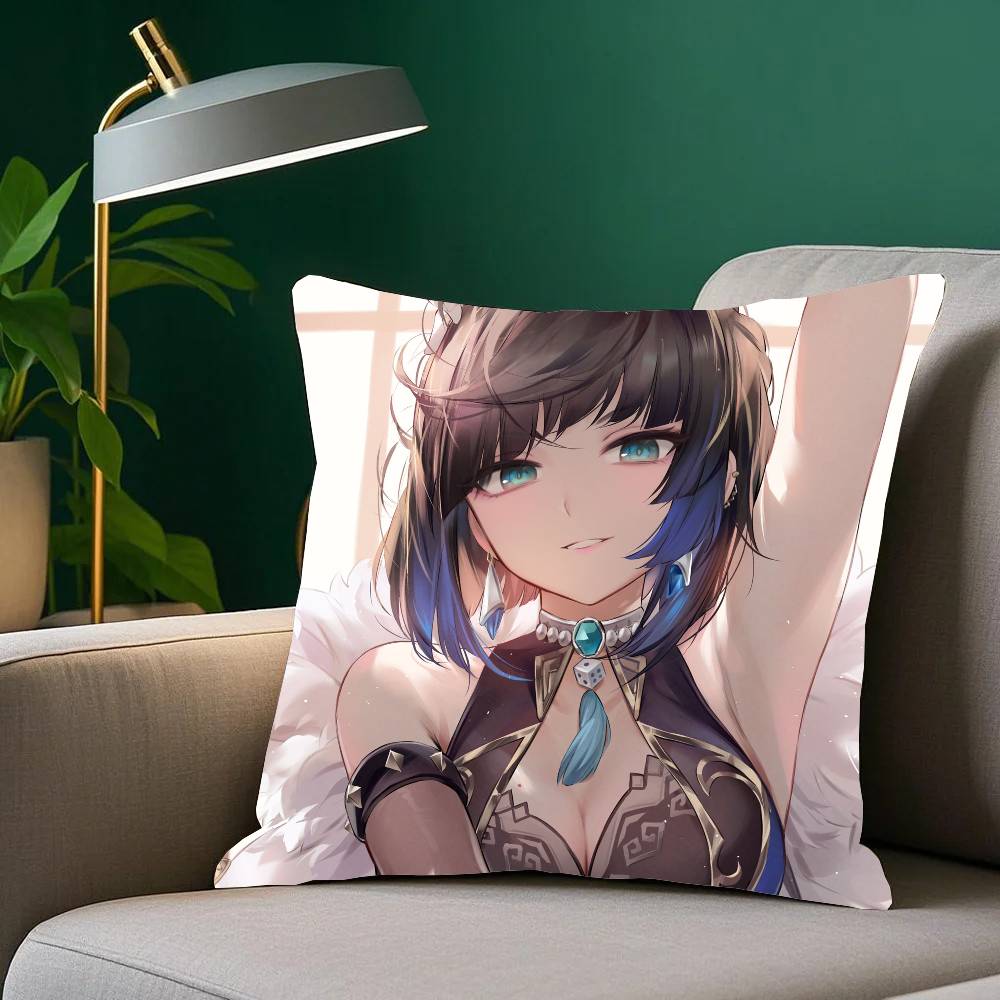 

Е Лань Аниме Игра Genshin Impact Наволочка Чехол для Подушки для Дивана Комната Домашнее Украшение 12x12Inch