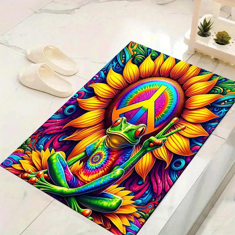 

1pc Frog and Sunflower Design Area Rug - Soft, Anti-Slip, and Durable Gaming Room Decor for Bedroom 60cm by 90cm