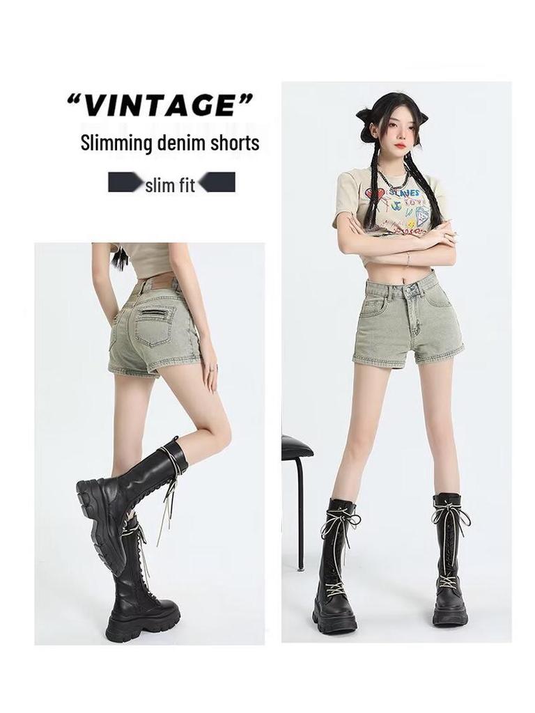 2025 Sommer Damen Retro High Waist Plus Size Denim A-Linien-Shorts