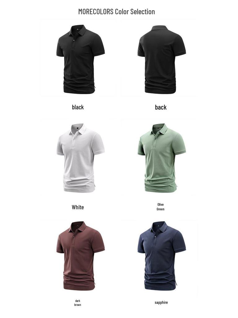 Summer 2026 Men's Short Sleeve Solid Polo Shirt: Simple Business Casual Lapel T-shirt